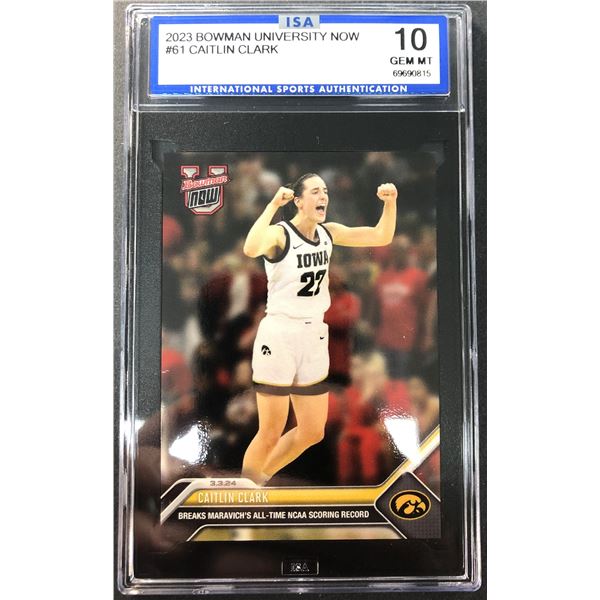Caitlin CLARK GEM Mint 2023 Bowman - Grade 10 - Iowa