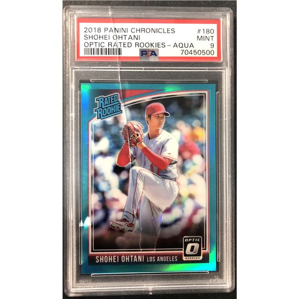 Shohei OHTANI SP Rookie Card - PSA 9 - 2018 Optic AQUA - Angels