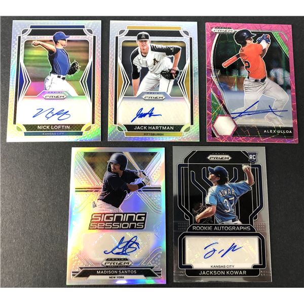 Autographed Baseball Prospect Cards x5