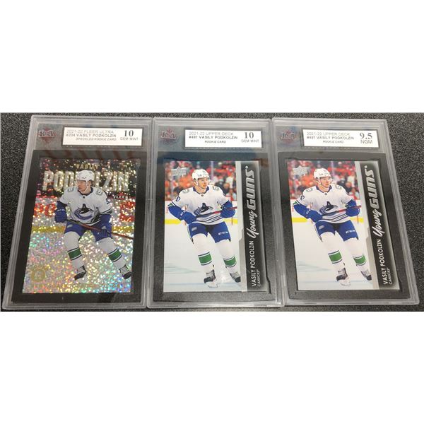 Vasily Podkolzin GRADED ROOKIE LOT x3 - Canucks