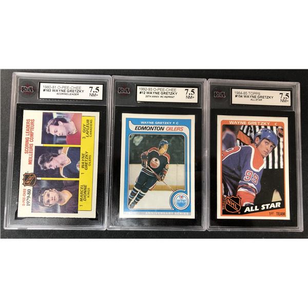 Wayne GRETZKY Graded LOT x3 - 1980-1993 Oilers