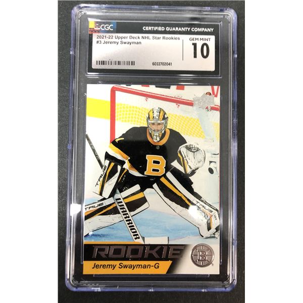 2021-22 UD Jeremy Swayman Rookie - CGC 10 - Bruins