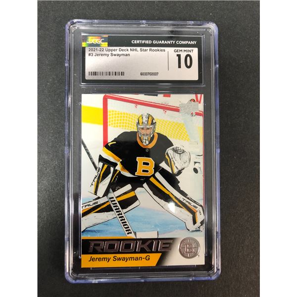2021-22 UD Jeremy Swayman Rookie - CGC 10 - Bruins