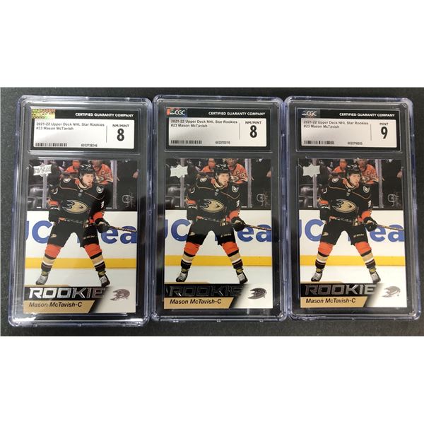 2021-22 UD Mason McTavish x3 Rookie LOT - CGC 8 & 9 - Ducks