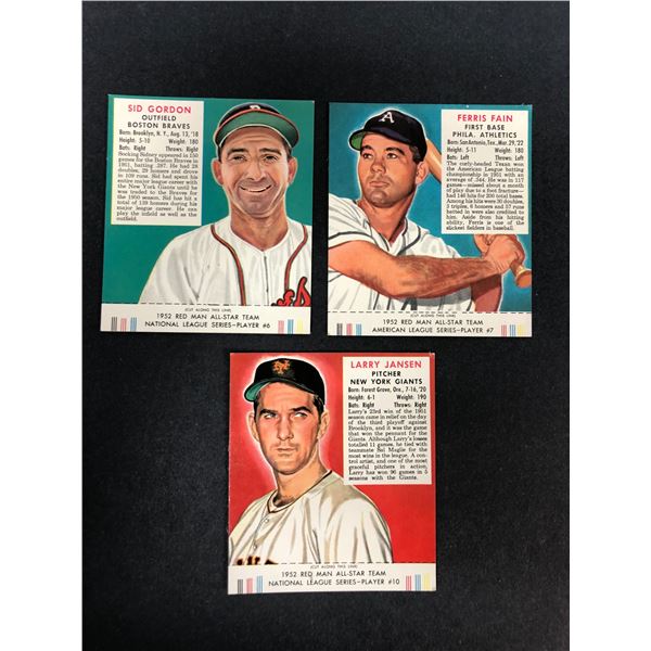 1952 Red Man LOT x3 w/ TABS! - Gordan, Fain, Jansen