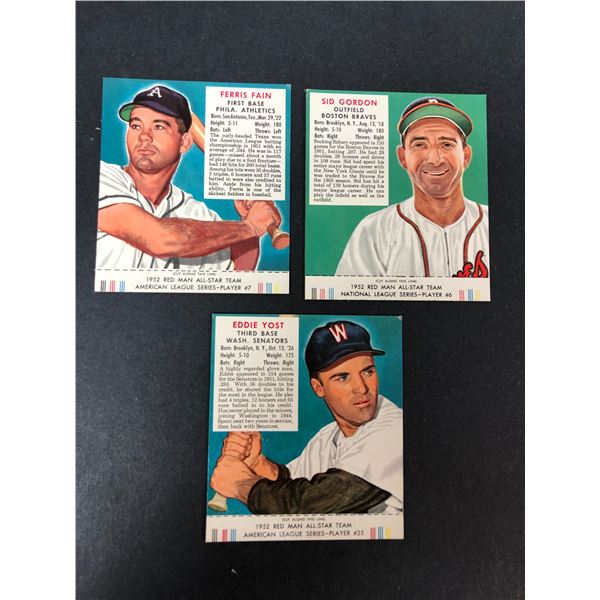 1952 Red Man LOT x3 w/ TABS! - Gordan, Fain, Yost