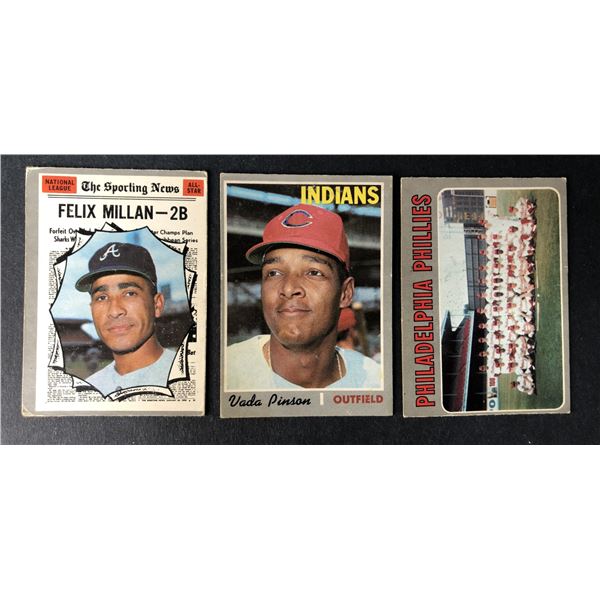 1970 OPC LOT x3 - Pinson, Phillies, Millan