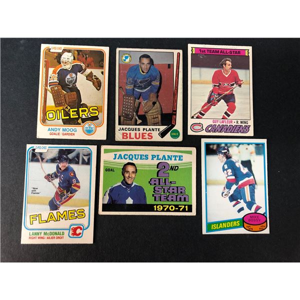 Vintage Hockey Card LOT x6 - Plante, Lafleur, Moog