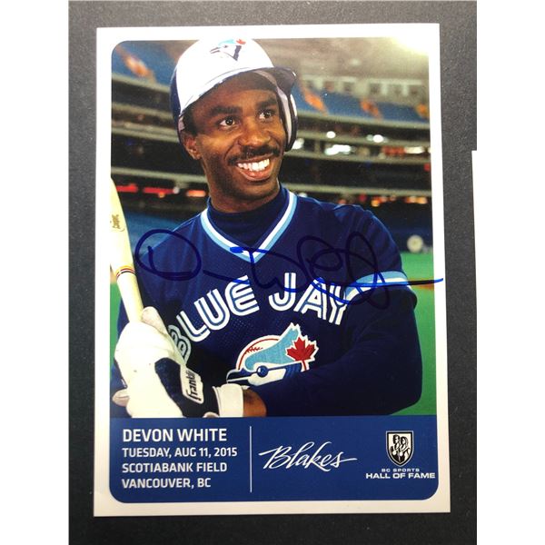 Devon White 5x7 AUTOGRAPHED Card - Blue Jays w/ COA