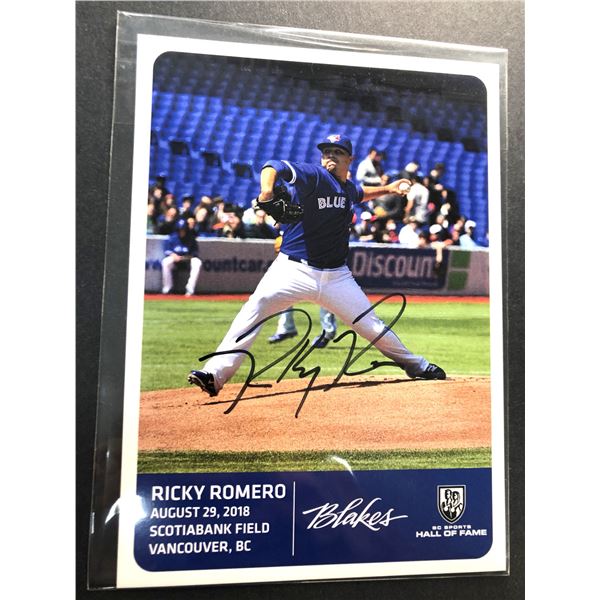 Ricky Romero 5x7 AUTOGRAPHED Card - Blue Jays w/ COA