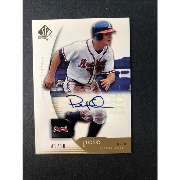 Pete Orr 1/10 SP Autogrpah 2005 Rookie Card - Canadian - Braves