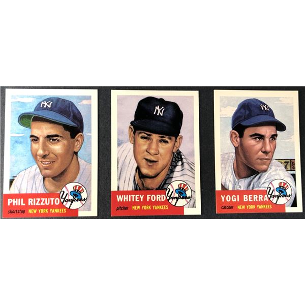 1953 Topps Reprint YANKEES Lot x3 - Berra, Ford, Rizzuto