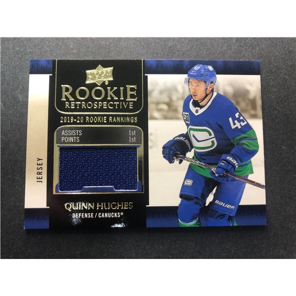 2020 UD Quinn HUGHES Jersey Card - Canucks RR-3