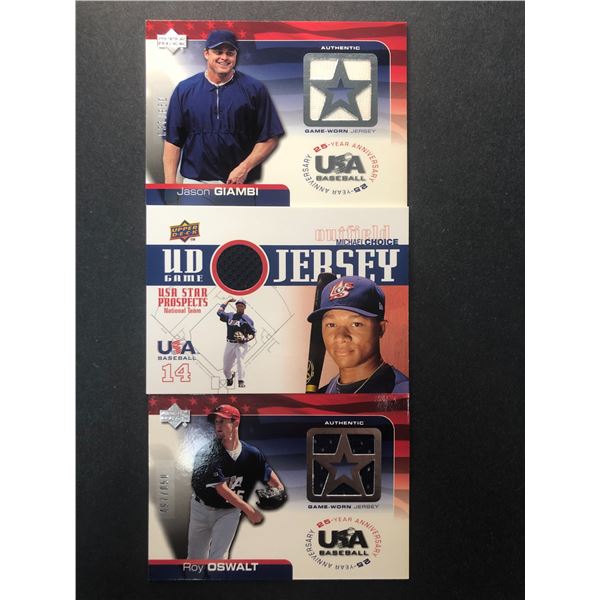 Team USA Game USED Cards x3 - Giambi, Oswalt