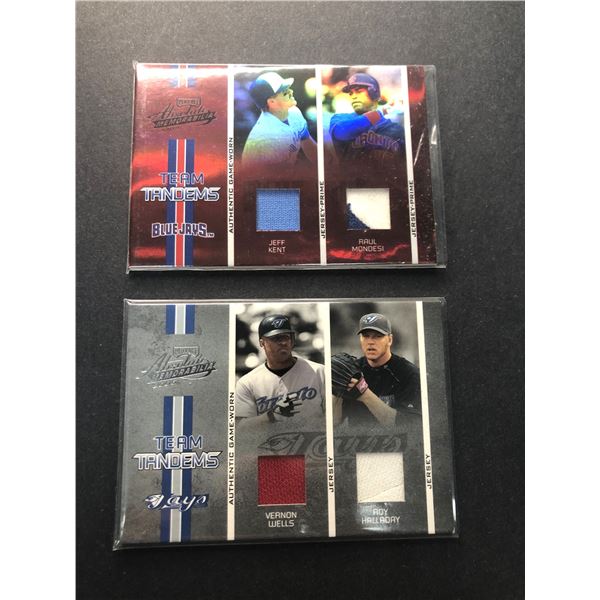 Blue Jays GAME USED SP LOT x2 - Halladay, Kent, Wells