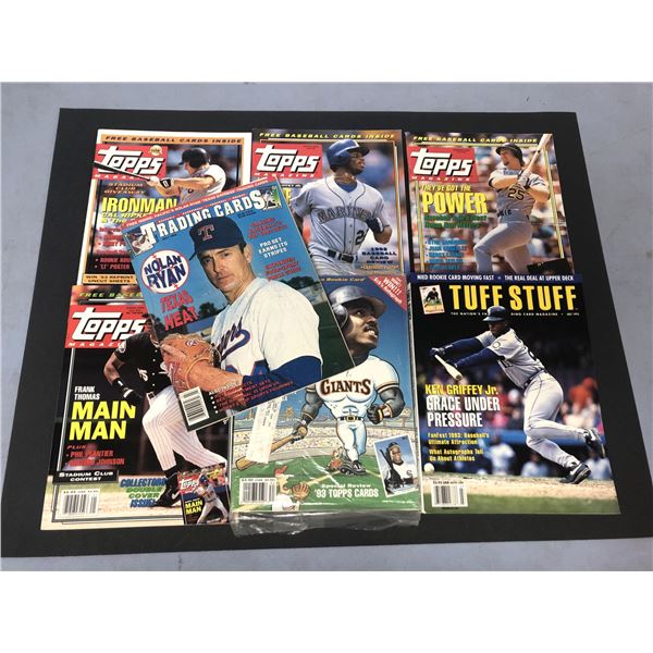 Vintage Baseball Card Magazines x7 w/ CARDS - Topps Magazine