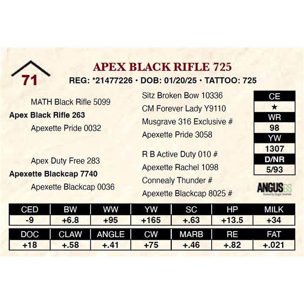 Apex Black Rifle 725