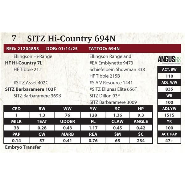 SITZ Hi-Country 694N