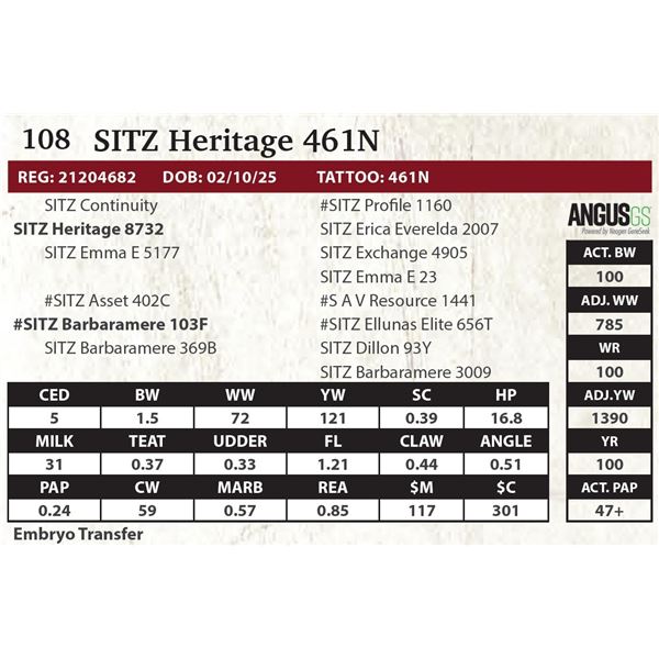 SITZ Heritage 461N
