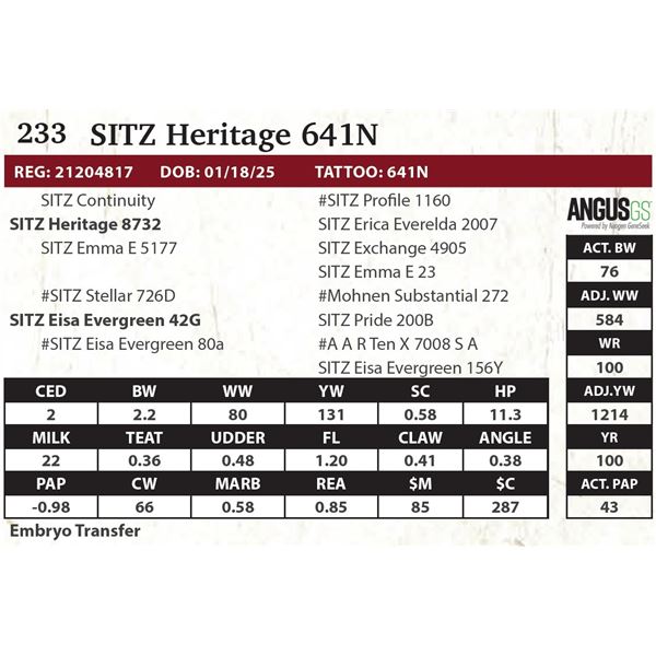 SITZ Heritage 641N