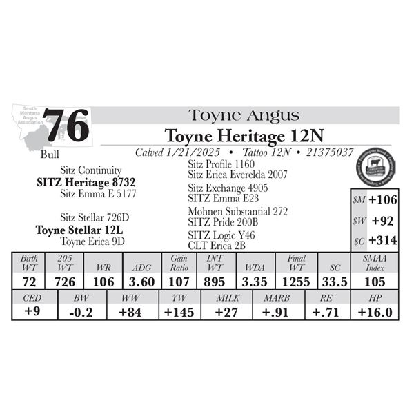 Toyne Heritage 12N
