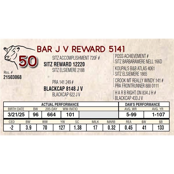 BAR J V REWARD 5141