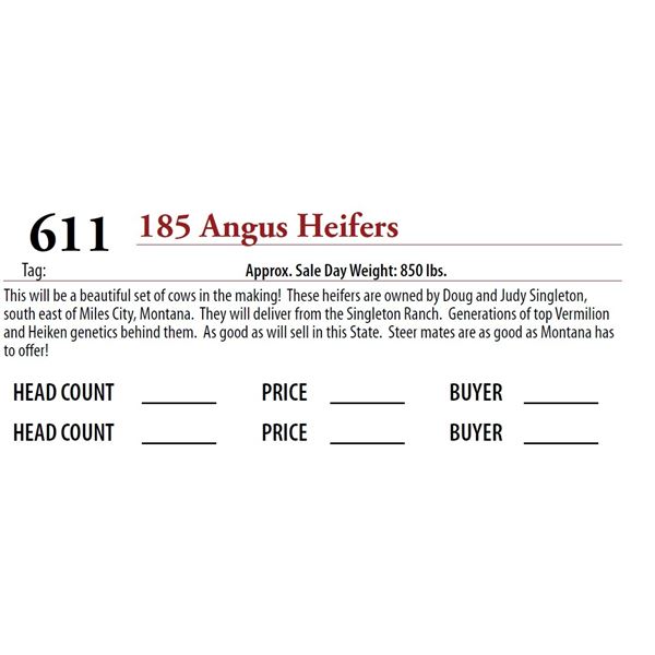 185 ANGUS HEIFERS; Tag: