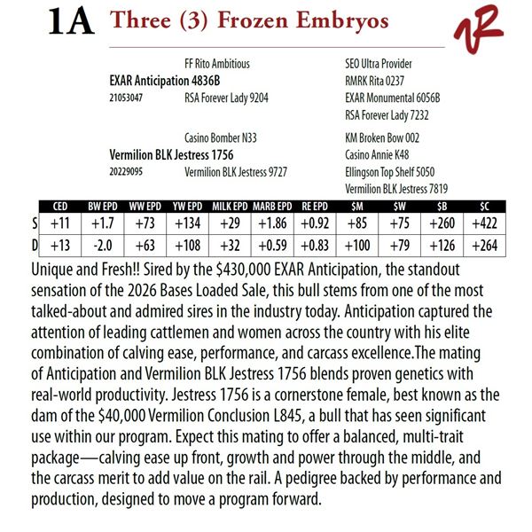 Three (3) Frozen Embryos