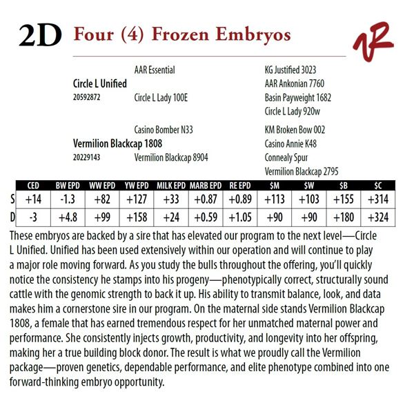 Four (4) Frozen Embryos
