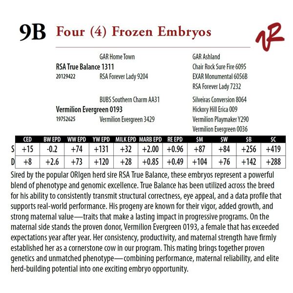 Four (4) Frozen Embryos