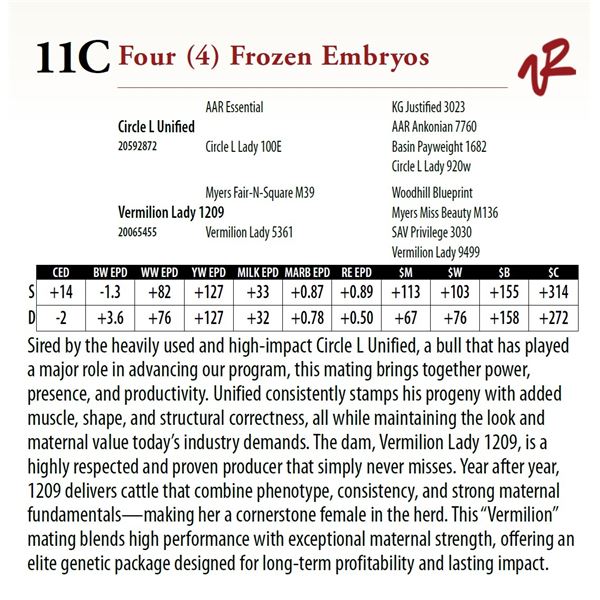 Four (4) Frozen Embryos