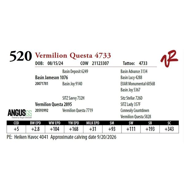 Vermilion Questa 4733