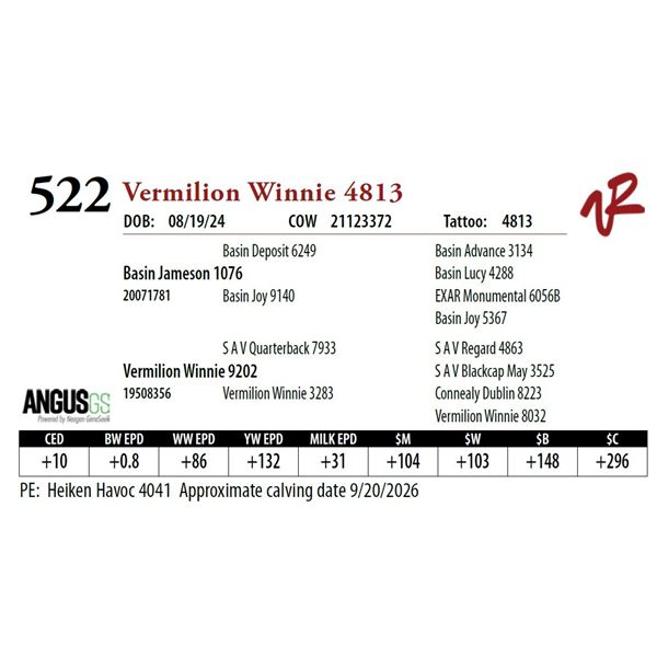 Vermilion Winnie 4813