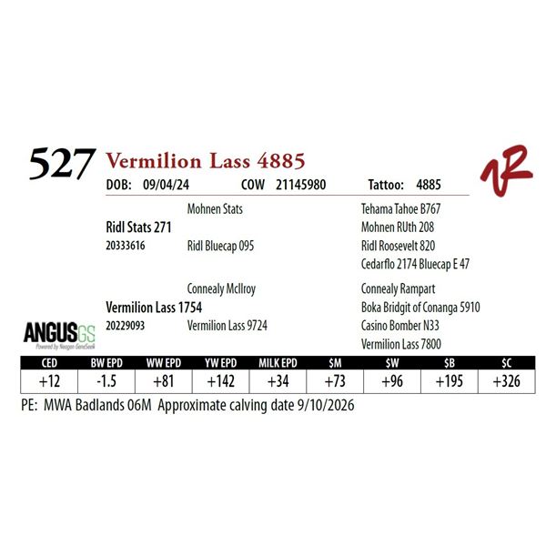 Vermilion Lass 4885