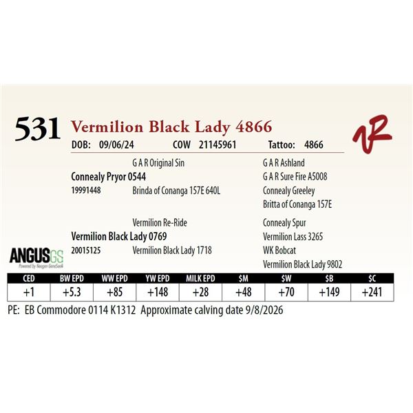 Vermilion Black Lady 4866
