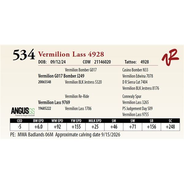 Vermilion Lass 4928