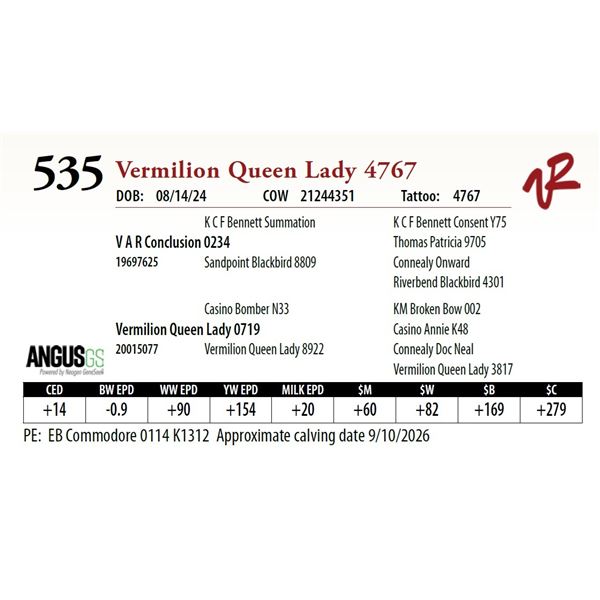 Vermilion Queen Lady 4767