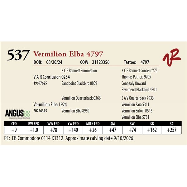 Vermilion Elba 4797