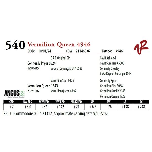 Vermilion Queen 4946