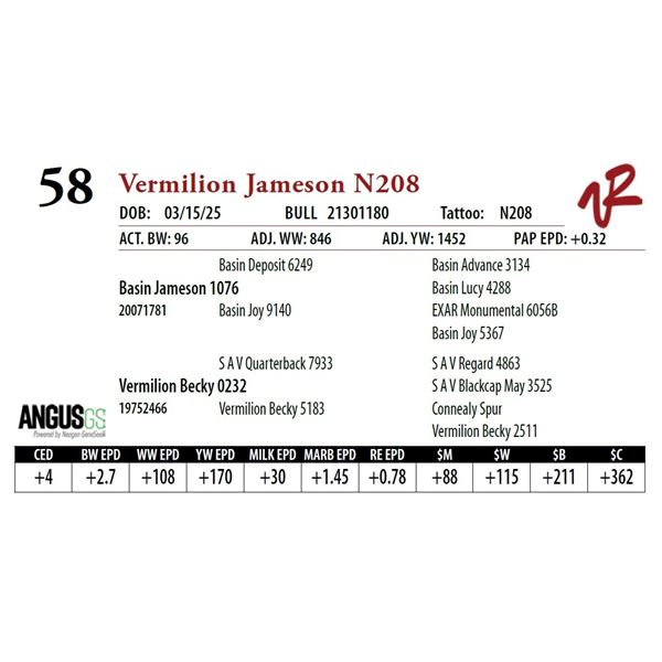 Vermilion Jameson N208