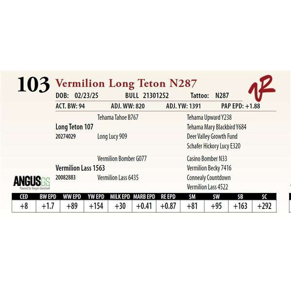 Vermilion Long Teton N287