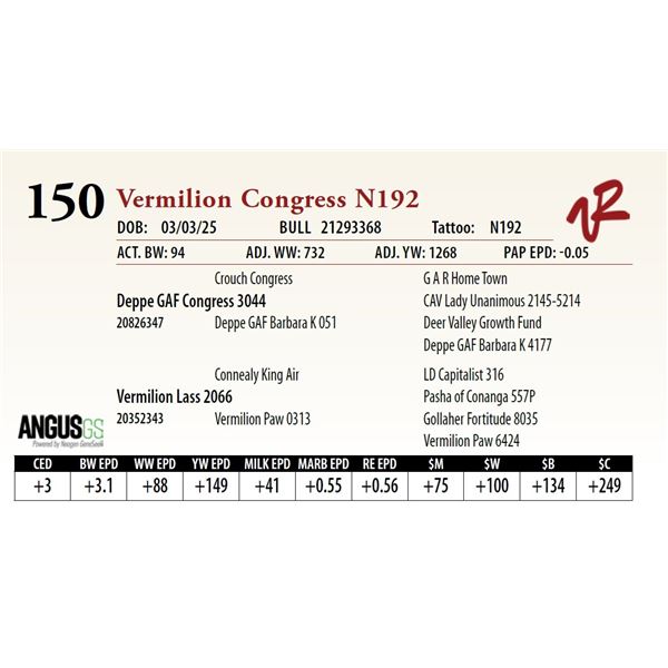 Vermilion Congress N192