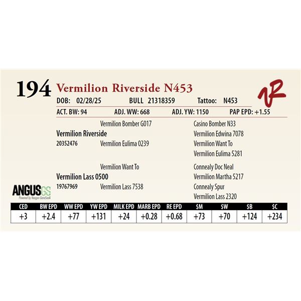 Vermilion Riverside N453