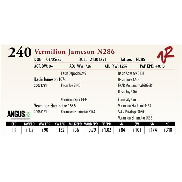 Vermilion Jameson N286