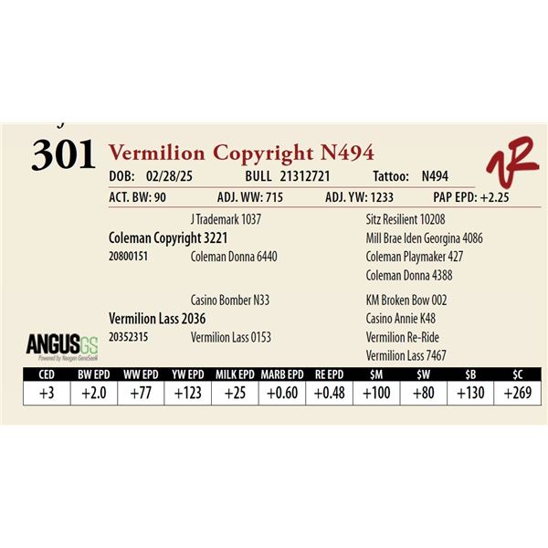 Vermilion Copyright N494