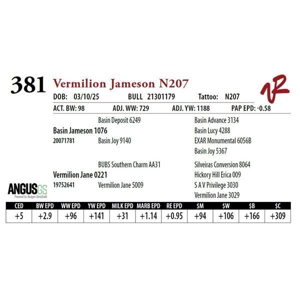 Vermilion Jameson N207