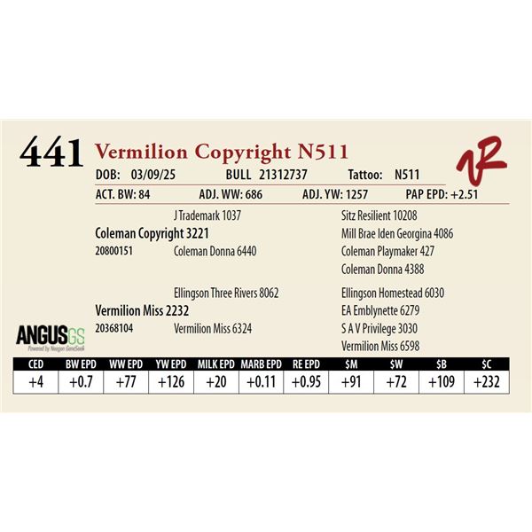 Vermilion Copyright N511