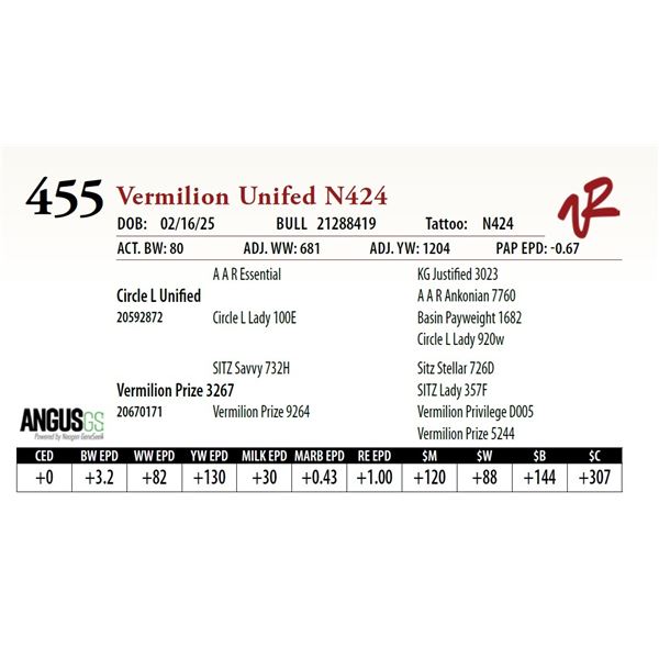 Vermilion Unifed N424