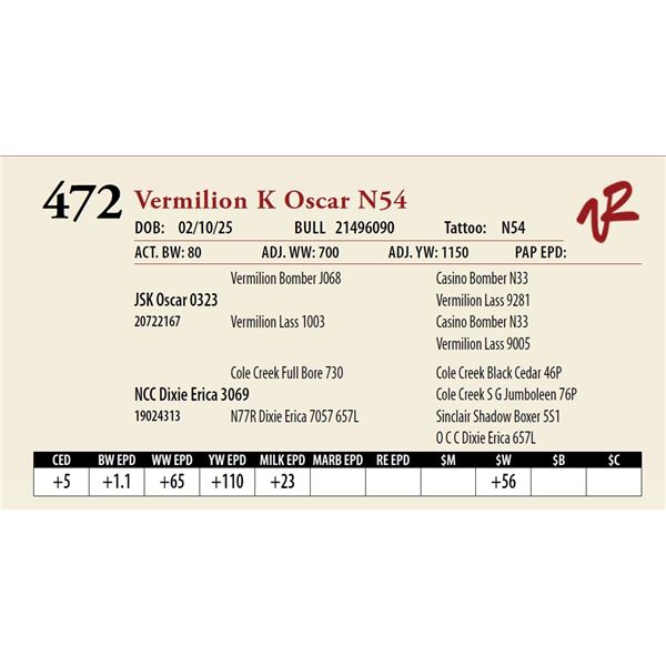 Vermilion K Oscar N54