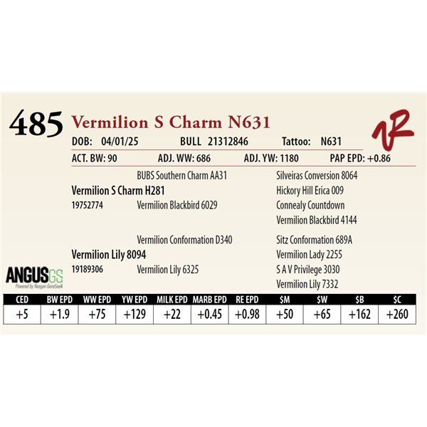 Vermilion S Charm N631
